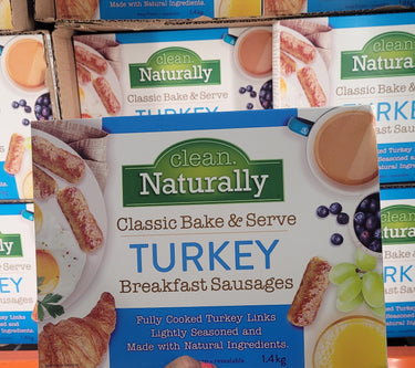 Clean Naturally Turkey Breakfast Sausages - 1 x 1.4 Kilos